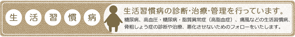 生活習慣病の診断・治療・管理を行っています